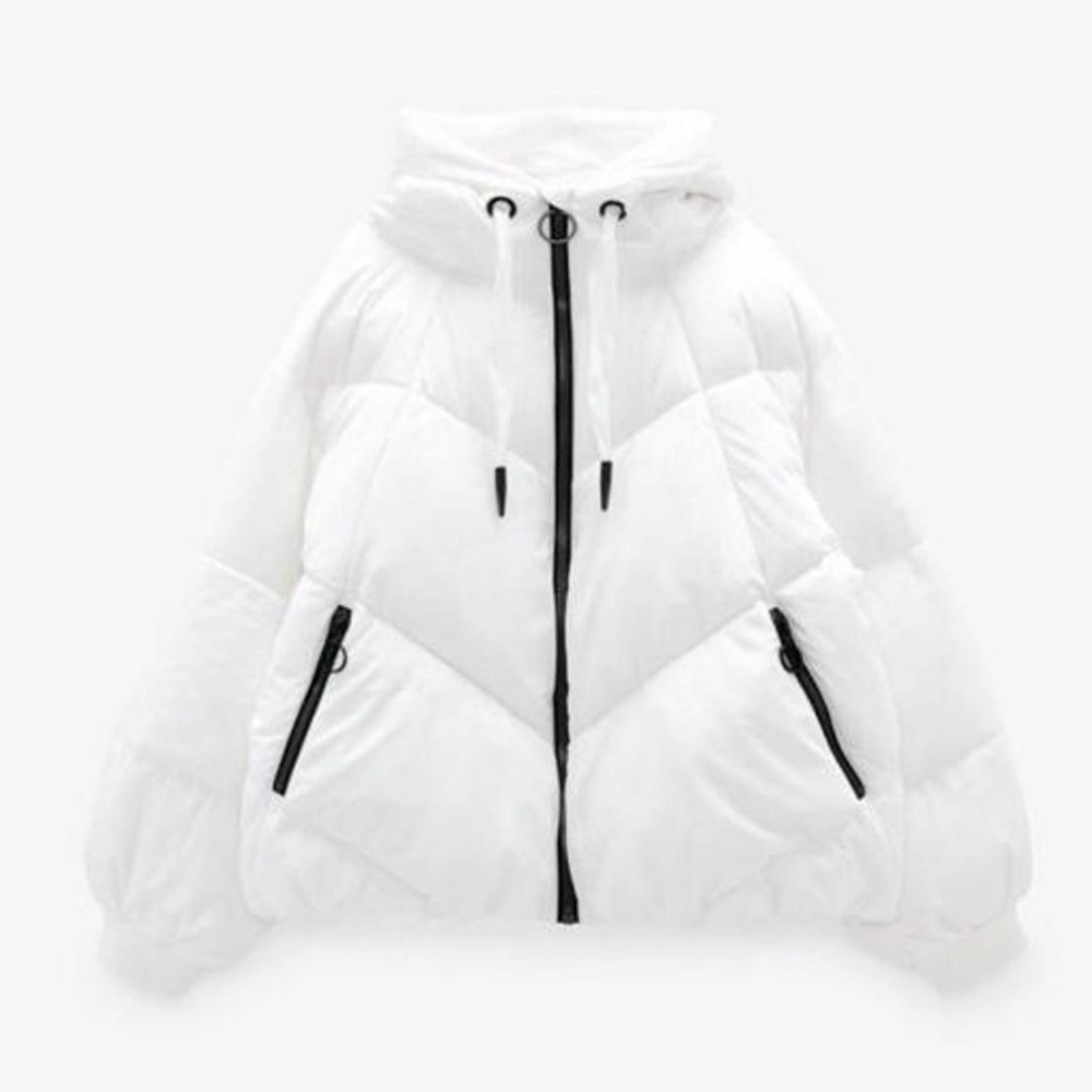 Zara White Puffer Jacket